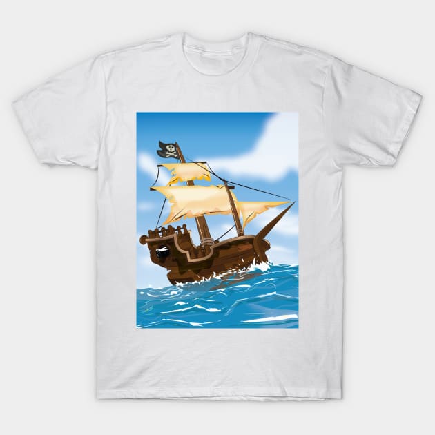 Old Pirate Ship T-Shirt by nickemporium1